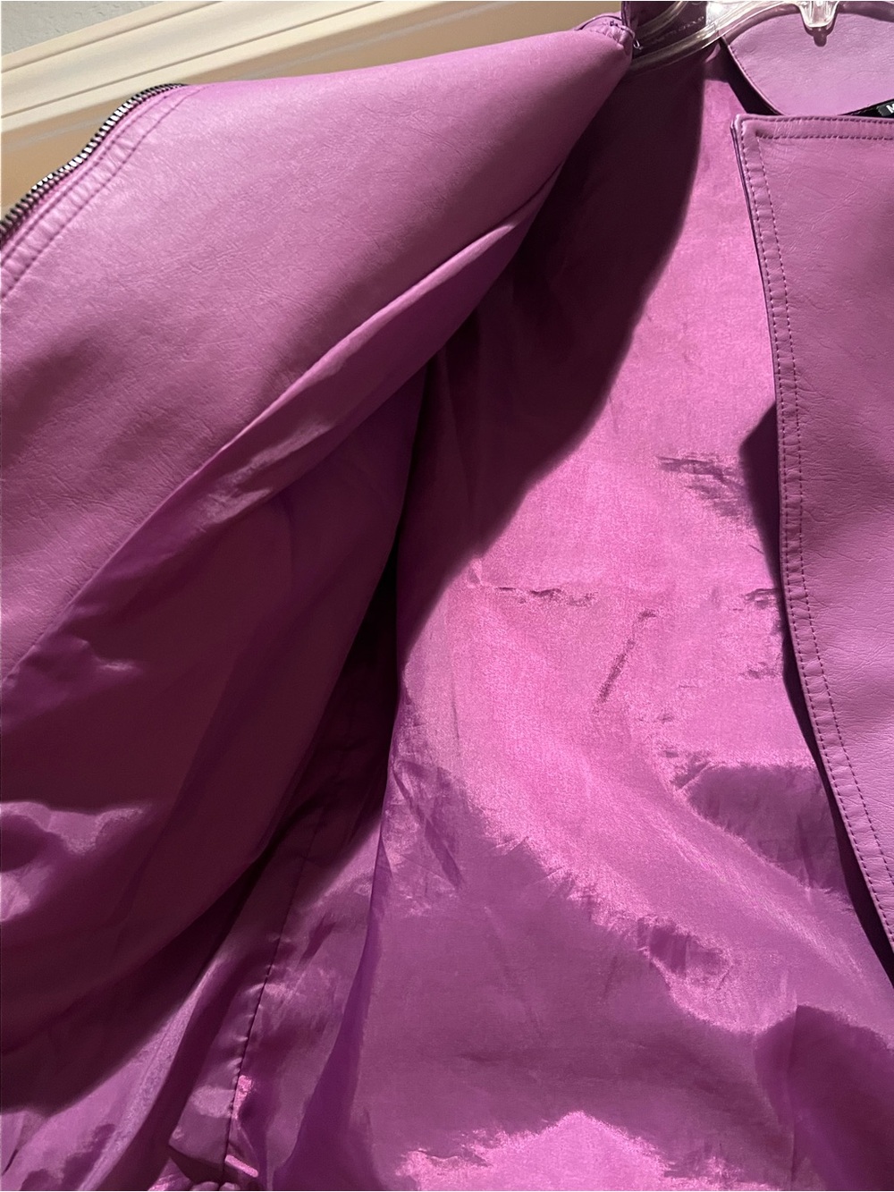 Purple Faux Leather Moto Jacket - Picture 4 of 8